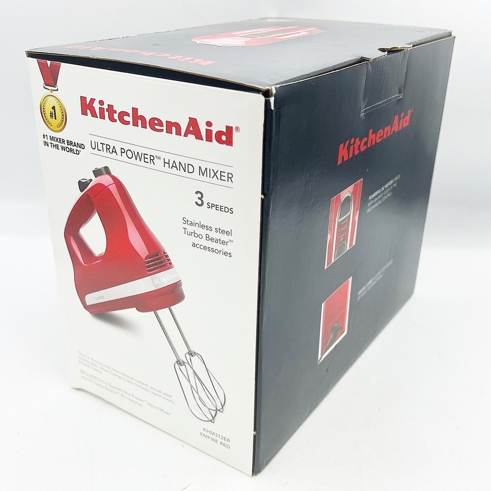 KitchenAid Hand Mixer Red 3 Speed Ultra Power KHM312ER no beaters - Picture 2 of 10